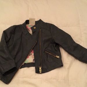 Toddler girl, gray faux leather coat, Osh Kosh